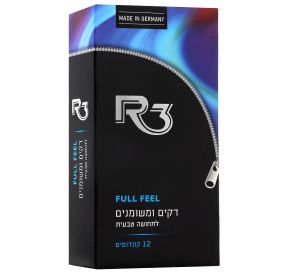 R3 FULL FEEL קונדומים דקים ומשומנים לתחושה טבעית 12 יחידות