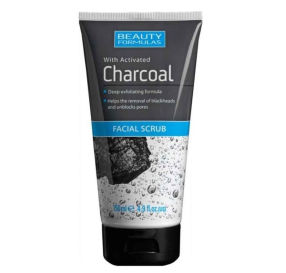 Beauty Formulas Facial Scrub With Charcoal תרחיץ פילינג לפנים בתוספת פחם פעיל 150 מ&#39;&#39;ל