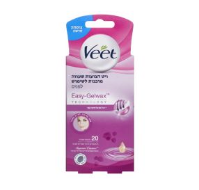 Veet Easy-Gelwax Technology  רצועות שעווה לפנים מוכנות לשימוש 20 רצועות