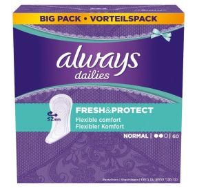 Always Dailies Fresh&amp;Protect מגן תחתון נורמל 60 יח&#39;