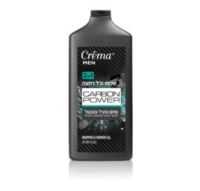 שמפו וג&#39;ל רחצה לגבר עם פחם פעיל ומנטול 700 מ&#39;&#39;ל Crema Men Carmon Power