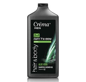 Crema Men שמפו וג&#39;ל רחצה 2 ב1 ריח אלוורה