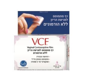 VCF דף מתמוסס למניעת הריון ללא הורמונים 9 יחידות באריזה אישית