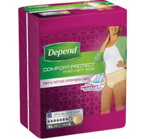 Depend For Women תחתונים לספיגה מקסימלית XL בצבע גוף 9 יחידות