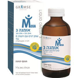 Gramse תוסף תזונה עם שמן דגים וויטמין E נוזלי בטעם לימון עדין 240 מ&#39;&#39;ל