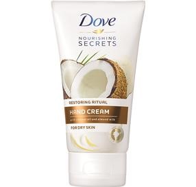 Dove Hand Cream Restoring Ritual קרם ידיים לעור יבש מועשר בשמן קוקוס וחלב שקדים 75 מ&#39;&#39;ל