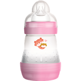 MAM בקבוק 160 מ”ל צבעי בנות  כולל פטמת SLOW FLOW זרימה איטית - מגיל 0