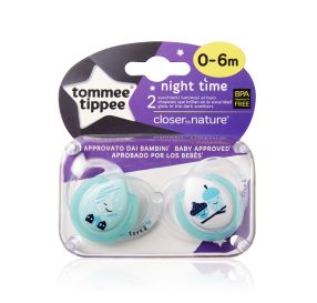 Tommee Tippee זוג מוצצי 6-0 חודשים נייט טיים בנים